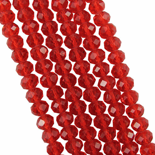 Dark Red 12x9mm Faceted Glass Rondelles