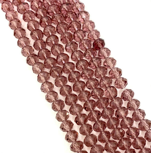 Light Plum 10x8mm Faceted Glass Rondelles