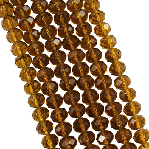 Brown 10x8mm Faceted Glass Rondelles