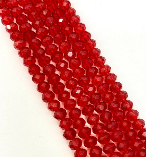 Red 10x8mm Faceted Glass Rondelles