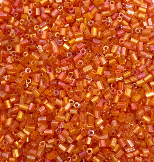 50g glass HEX seed beads - Orange Rainbow, size 11/0 (approx 2mm)