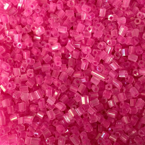 50g glass HEX seed beads - Hot Pink Rainbow, size 11/0 (approx 2mm)