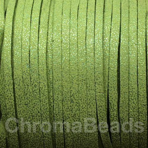 Lime Green Glitter Faux Suede Cord