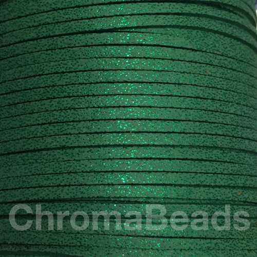 Emerald Glitter Faux Suede Cord