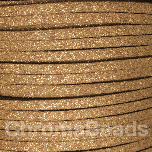 Tan Glitter Faux Suede Cord