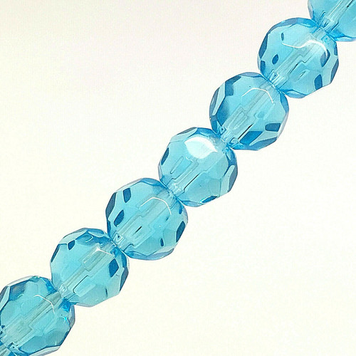 Strand of faceted round glass beads - approx 8mm, Turquoise, approx 40 beads, 12in
