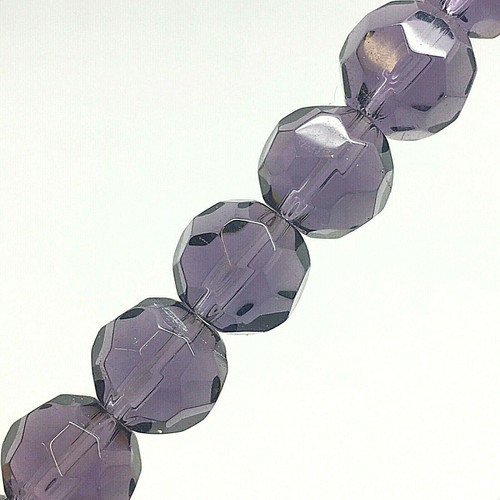 Strand of faceted round glass beads - approx 8mm, Blue-Grey, approx 40 beads, 12in