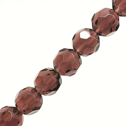Strand of faceted round glass beads - approx 10mm, Dark Plum, approx 30 beads, 12in