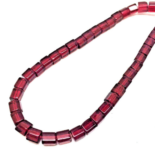4mm Glass Cube beads - DARK RED - approx 12" strand (75 beads)