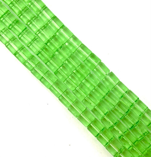 4mm Glass Cube beads - GRASS GREEN - approx 12" strand (75 beads)