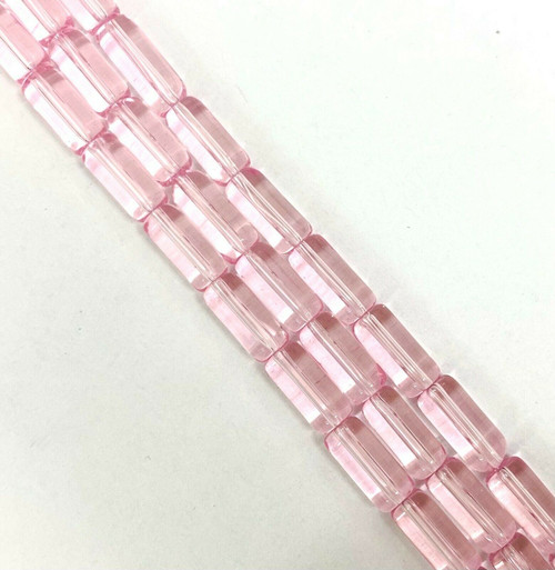10x4mm Glass Tube Beads, LIGHT PINK, approx 12" strand, 32 beads