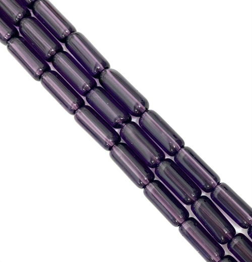 10x4mm Glass Tube Beads, VIOLET, approx 12" strand, 32 beads