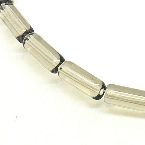 10x4mm Glass Tube Beads, GREY, approx 12" strand, 32 beads