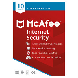 McAfee Internet Security, 10 Devices, 1 Year