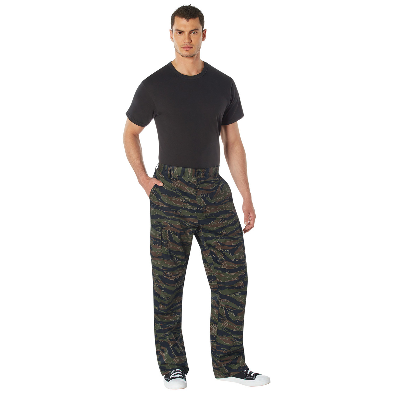 Relaxed Fit Zipper Fly BDU Pants-Tiger Stripe Camo
