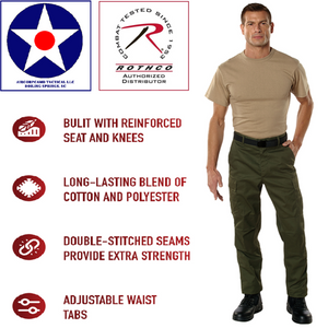 Rothco Relaxed Fit Zipper Fly BDU Pants-Olive Drab