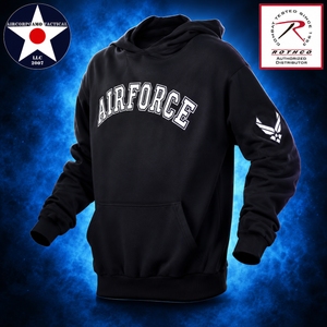 Stay warm and show your pride with this officially licensed Rothco military hoodie featuring raised embroidered branch text and insignia details. Made from soft, moisture-wicking 100% polyester with a warm fleece lining, drawstring hood, elastic cuffs, and kangaroo pocket for all-day comfort and performance.