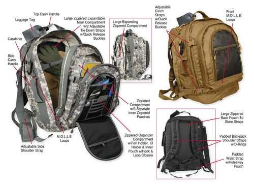 Rothco’s Move Out Tactical/Travel Backpack is a versatile backpack that can be carried in three different ways and offers a massive amount of storage and organization.