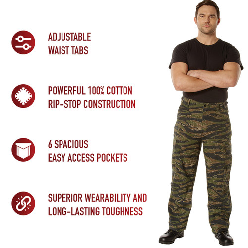 Vintage Vietnam Rip-Stop Fatigue Pants-Tiger Stripe Camo Vintage Vietnam Rip-Stop Fatigue Pants-Tiger Stripe Camo