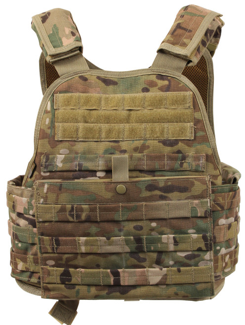 Rothco’s Plate Carrier Vest is a rugged yet lightweight MOLLE (Modular Lightweight Load-Carrying Equipment) compatible tactical vest designed to offer ballistic protection with four plate armor pocket inserts (armor plates not included).