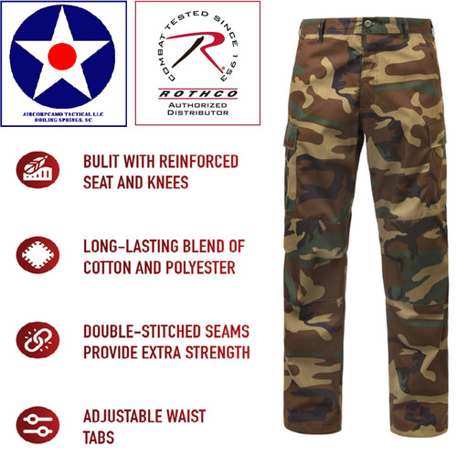 Rothco Relaxed Fit Zipper Fly BDU Pants-Woodland Camo