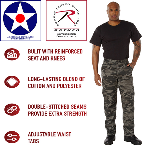 Rothco Relaxed Fit Zipper Fly BDU Pants-Black Camo