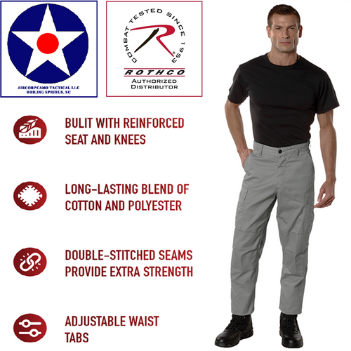 Rothco Relaxed Fit Zipper Fly BDU Pants-Grey