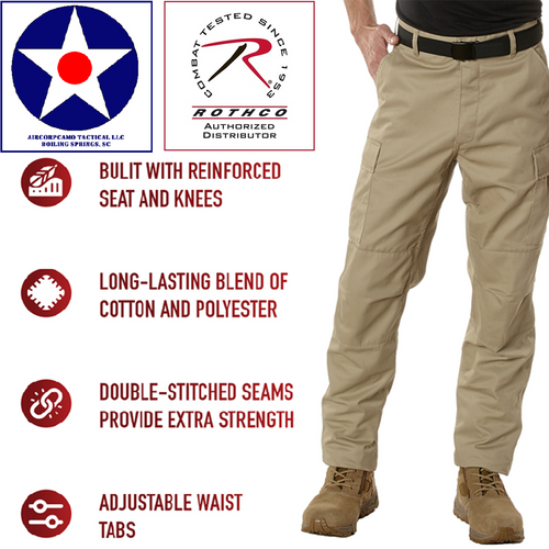 Rothco Relaxed Fit Zipper Fly BDU Pants-Khaki