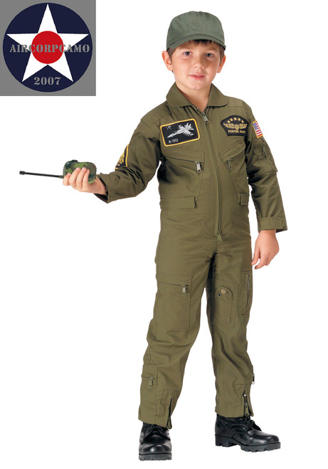 Elevate your child's costume game with authentic Kids Air Force Flight Suits - ideal for Halloween or pilot play! Features adjustable fit & zippers.