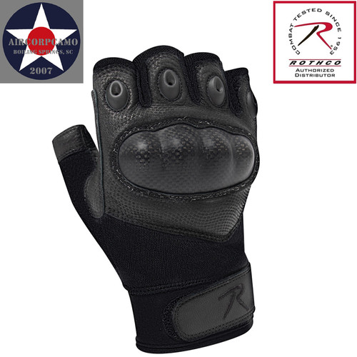 Rothco Fingerless Cut-Resistant Carbon Hard Knuckle Gloves - Black