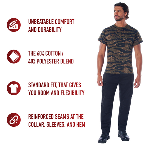 Ready for Action: Inspired by field-proven military camouflage patterns and colors, our Camo T-Shirts are an absolute must-have! These t-shirts are great for airsoft players, outdoor enthusiasts, gym-goers, and anyone who likes camo.