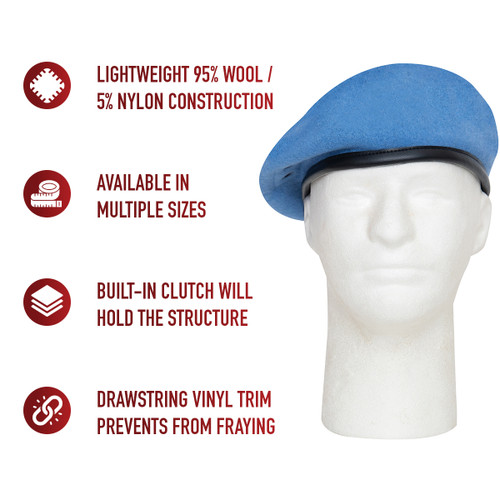 Shape Maintenance: Lightweight 95% wool and 5% nylon construction ensures the beret retains its distinctive shape.