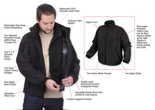Rothco’s 3-in-1 Special Ops Soft Shell Jacket features a three-layer outer shell construction and removable inner fleece layer, making it three jackets in one!