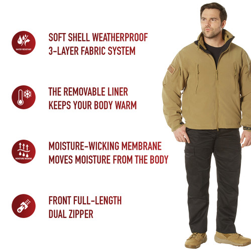 Rothco 3-in-1 Spec Ops Soft Shell Jacket - Coyote Brown Rothco 3-in-1 Spec Ops Soft Shell Jacket - Coyote Brown