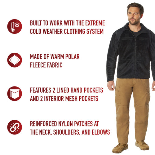 Combat the Cold with this Gen III Level 3 ECWCS Fleece Jacket, they are built to work with the Extreme Cold Weather Clothing System, and will keep your body warm and comfortable in a variety of environments. These ruggedly reliable jackets are great for military personnel and outdoor enthusiasts.