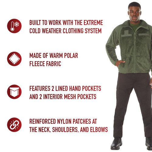 OLIVE DRAB GREEN - Rothco Generation III Level 3 ECWCS Fleece Jacket