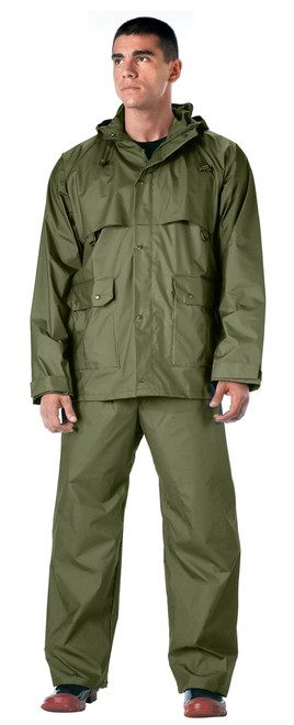 Rothco 2 Piece Microlite PVC Rainsuit - OLIVE DRAB
