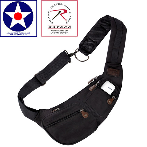 BLACK - Rothco Crossbody Canvas Sling Bag