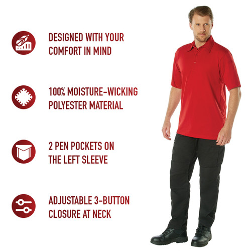 RED -  Rothco Tactical Performance Polo Shirt