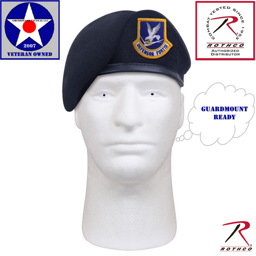 Rothco Inspection Ready Beret With USAF Flash - Midnight Navy Blue