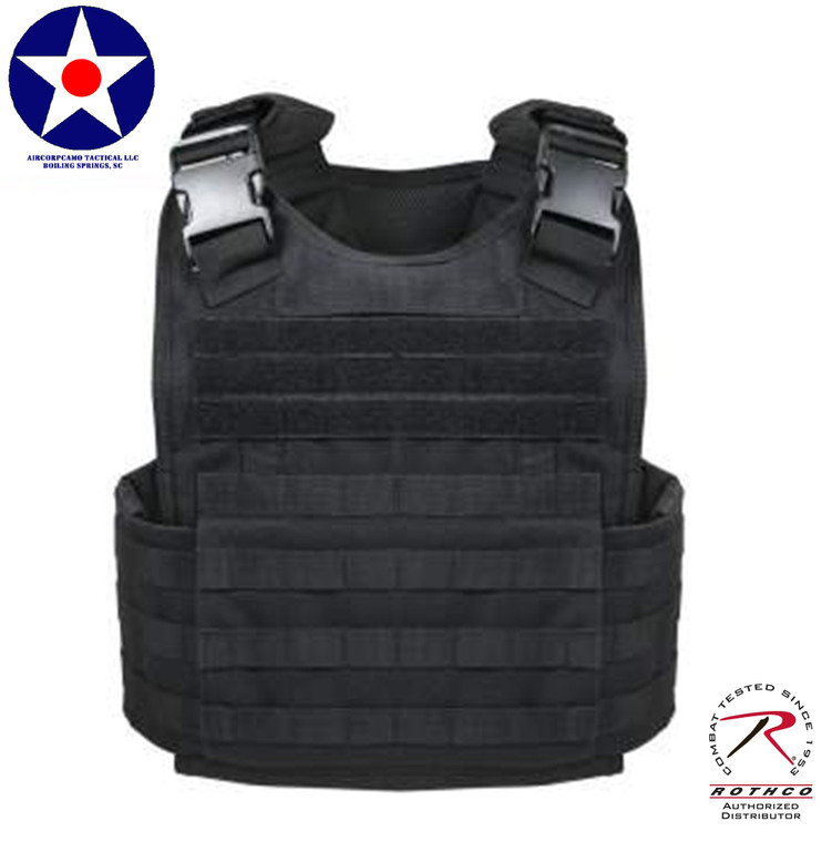 Rothco’s Plate Carrier Vest is a rugged yet lightweight MOLLE (Modular Lightweight Load-Carrying Equipment) compatible tactical vest designed to offer ballistic protection with four plate armor pocket inserts (armor plates not included).