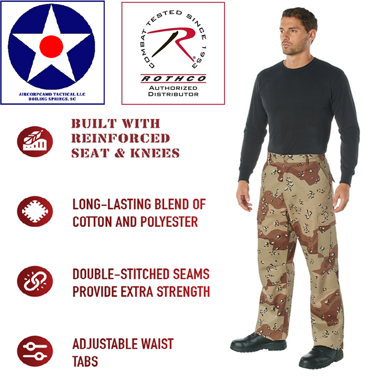 Rothco Relaxed Fit Zipper Fly BDU Pants-6 Color Desert