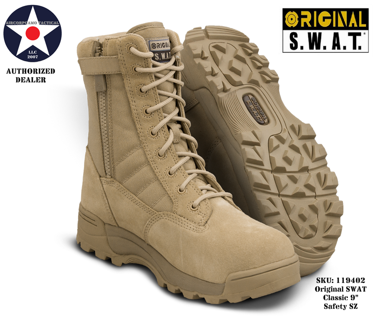 Original S.W.A.T. Classic 9" Side Zip Safety-119402 Tan