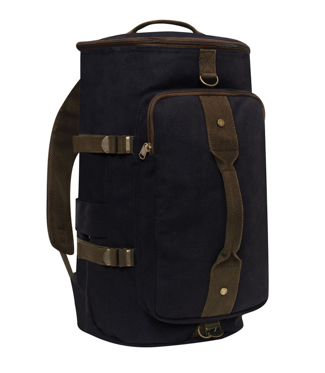 BLACK-Rothco Convertible Canvas Duffle and Backpack - 19 Inches