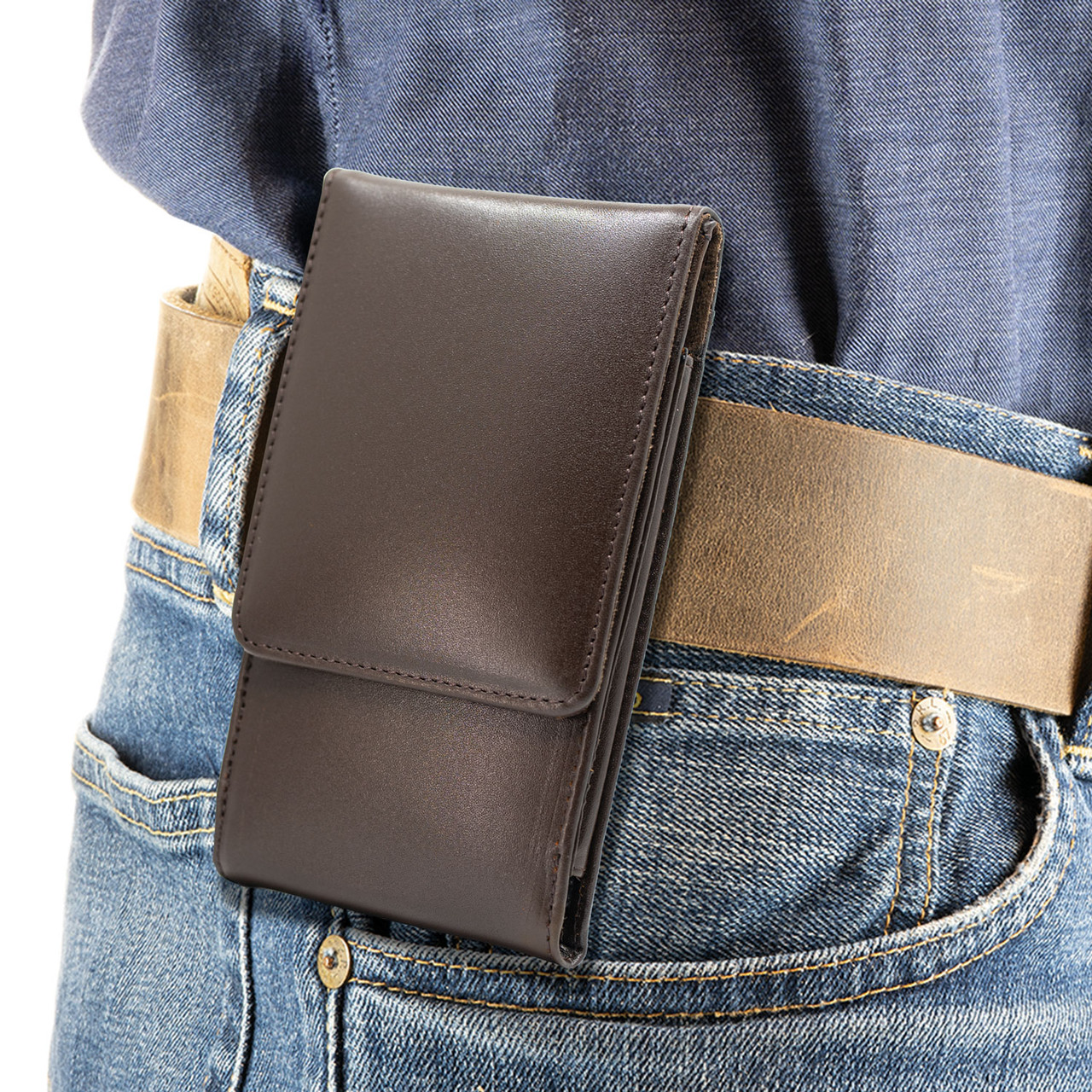 Brown Leather Cell Phone Case - Sneaky Pete Holsters, Inc.