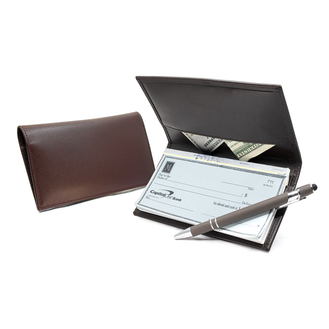 Brown Leather Checkbook Cover