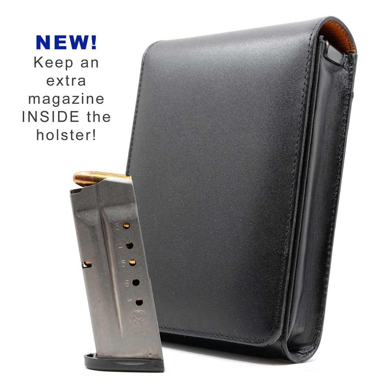 The Springfield Hellcat PRO Xtra Mag Black Leather Holster