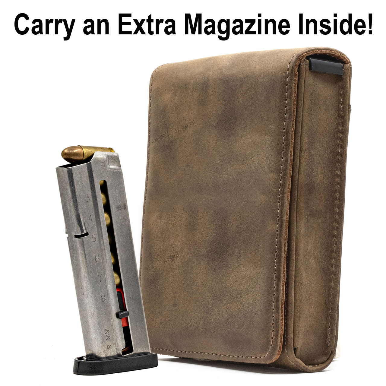 The Glock 43 Xtra Mag Brown Leather Holster