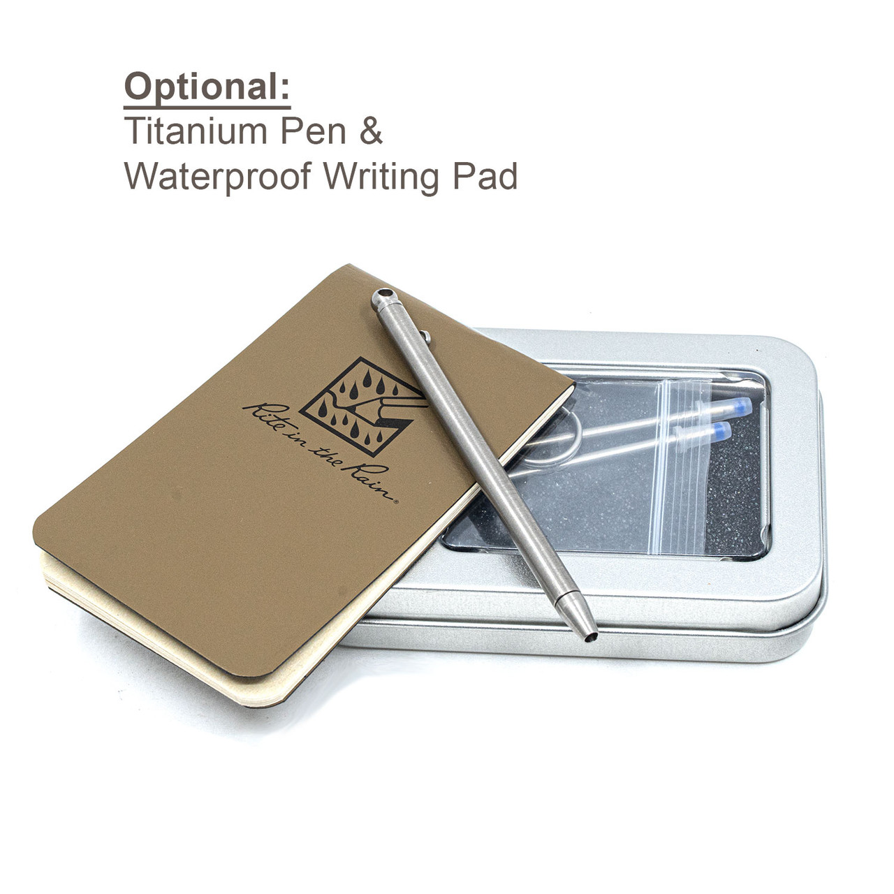Titanium Pen and Brown Waterproof Pad