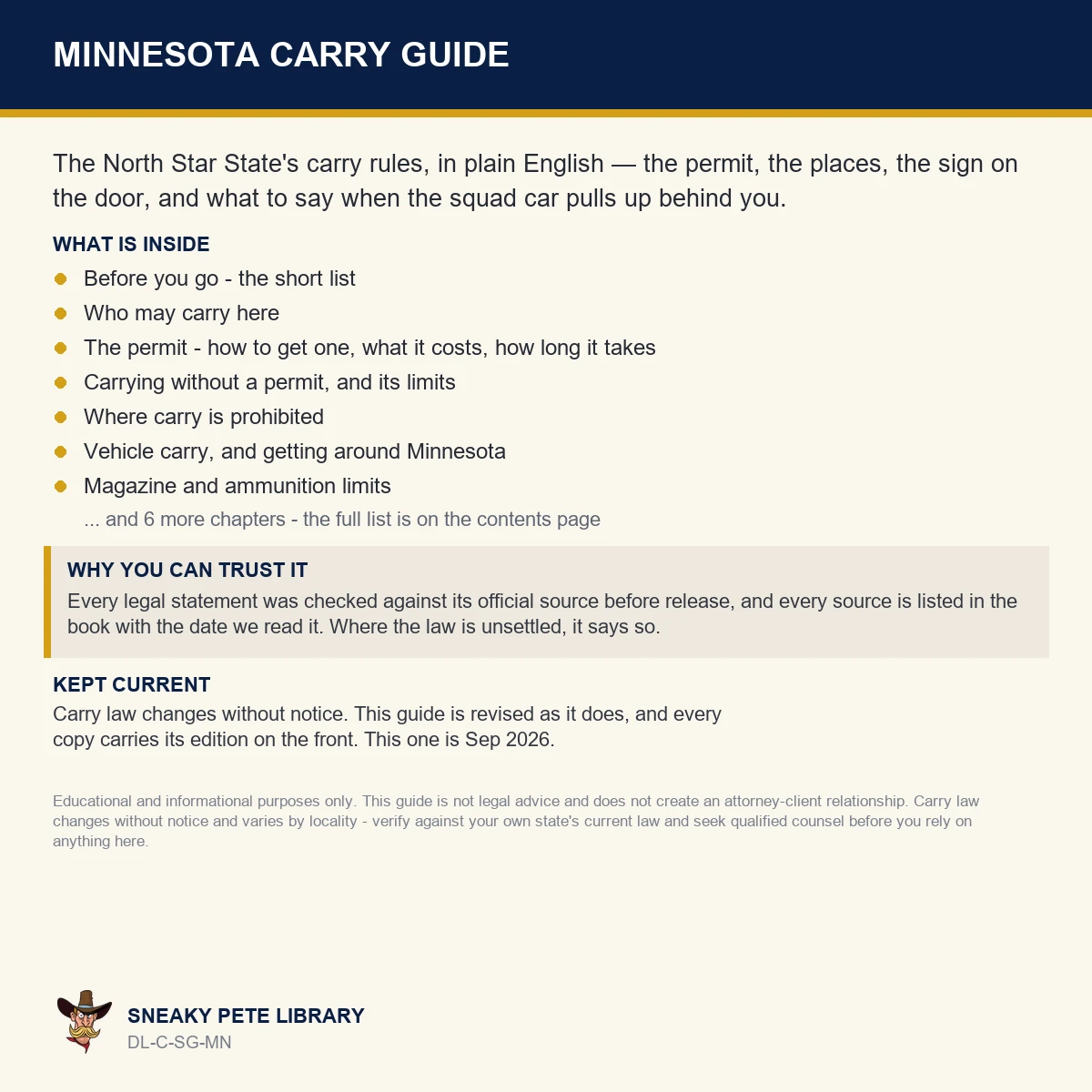 Minnesota Carry Guide - back cover